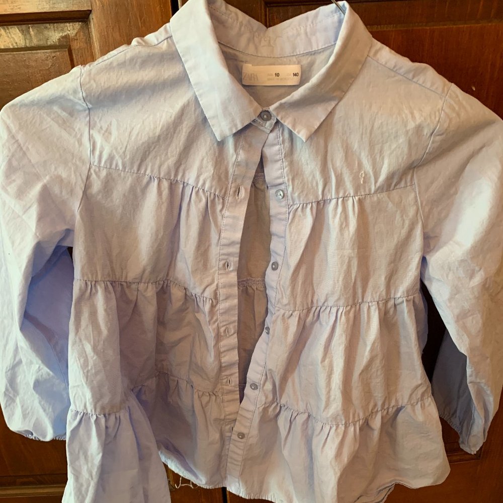Zara Button Down - Light Blue - Girls Size 10